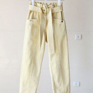 NEW Sea Women Idun high-rise paperbag-waist jeans Blue and Yellow